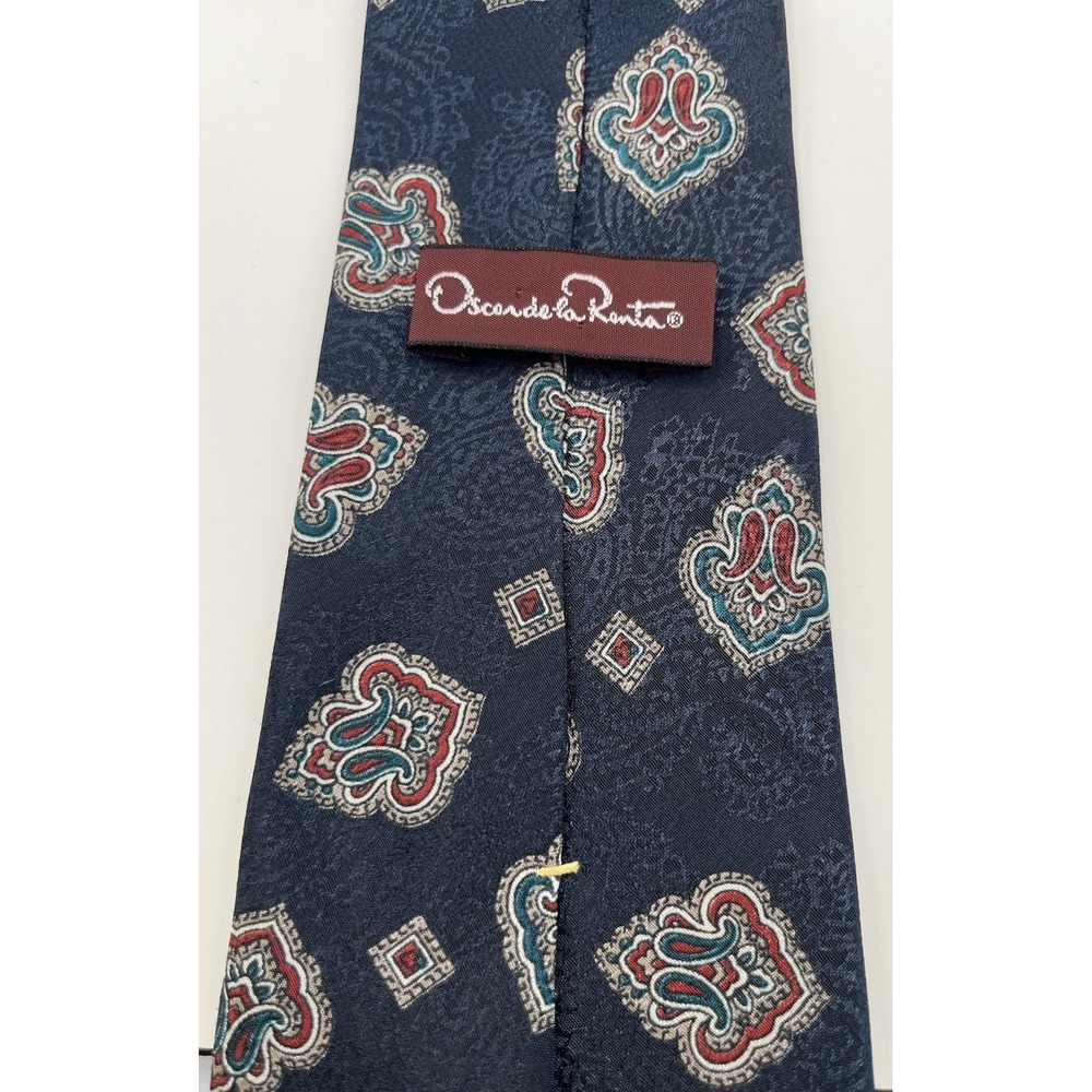 Oscar De La Renta Men's‎ Tie Paisley Navy/Red Designer